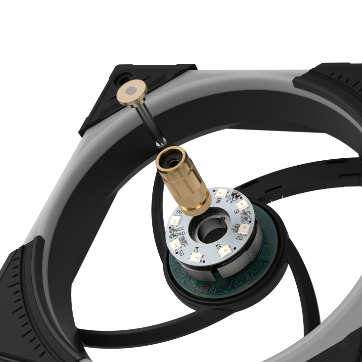 ROG Eurux GR120 ARGB Fan CNC-Milled brass bearing housing