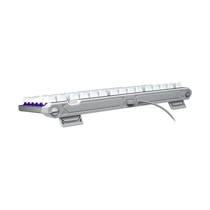 White ROG Falchion Ace 75 HE top slant view to the right