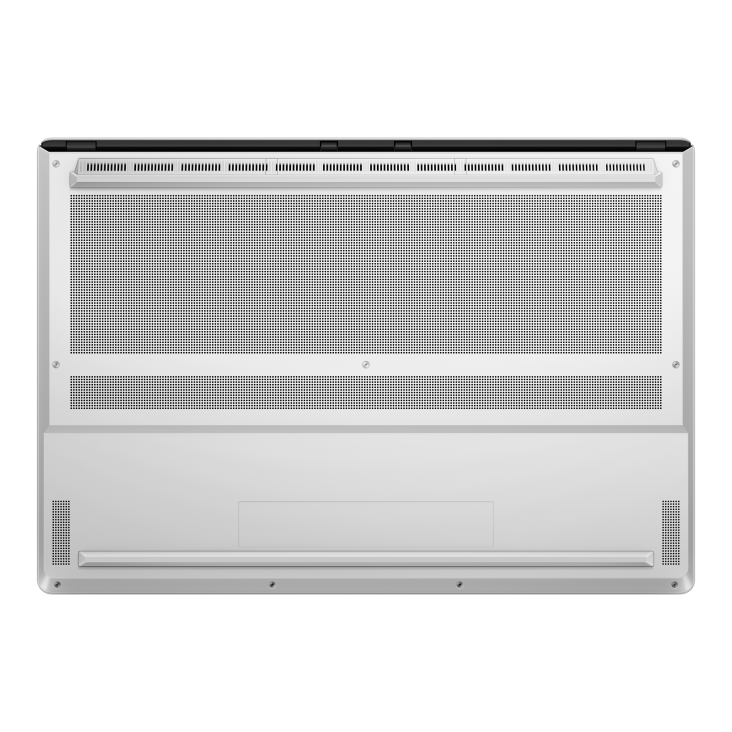 20_2026 Zephyrus G16 View of the bottom side of the black Zephyrus G16, with a clear view of the air intakes