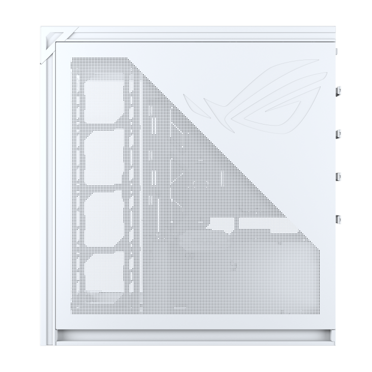 ROG Cronox Dual TG White side panel with ROG logo
