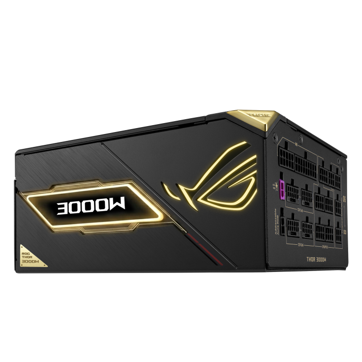 ROG Thor 3000W Titanium III Edition 20 hero angle with front side focus
