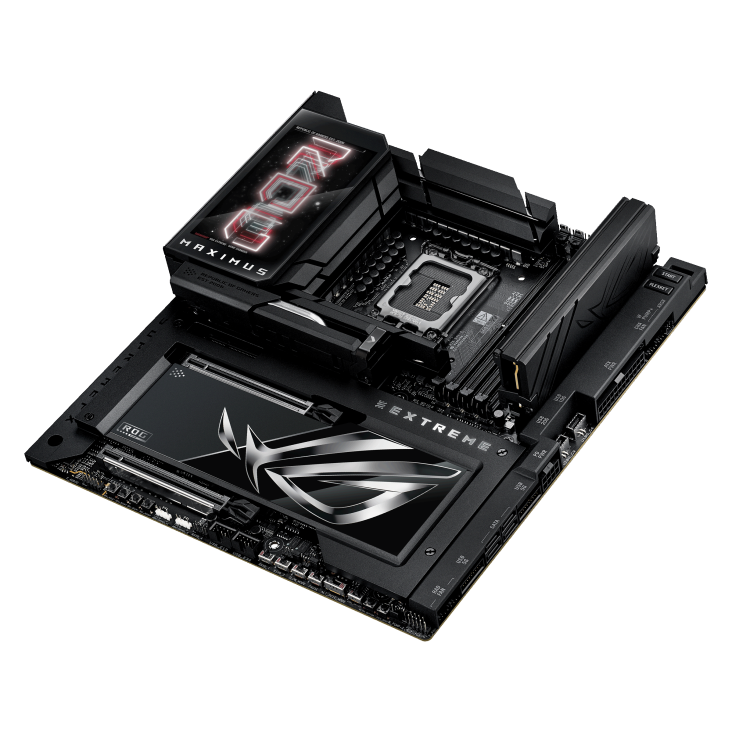 ROG MAXIMUS Z890 EXTREMEtop view, angled 45 degrees to the right