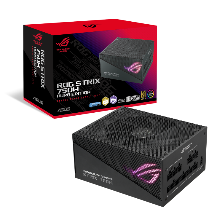 ROG Strix 750W Gold Aura Edition and its colorbox