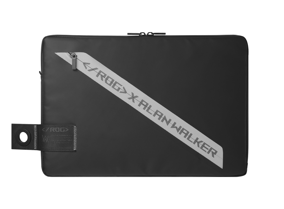 Top down view of the ROG and Alan Walker branded Zephyrus G14 laptop case.
