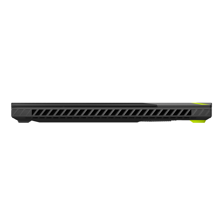 Volt Green_Front view of the Strix G16, with laptop closed and the rear vents visible