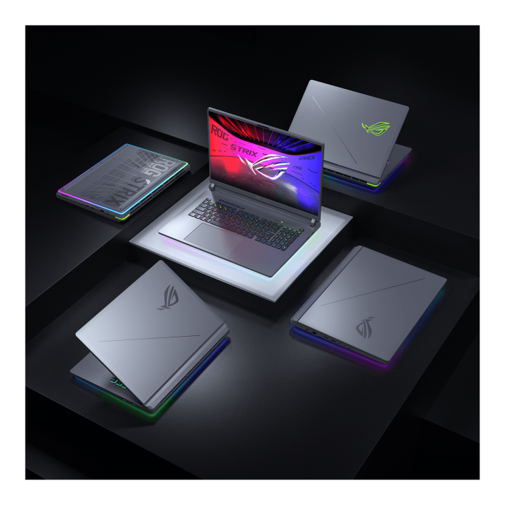 ROG Strix G18 (2026) displays its robust rear ports, sophisticated dark chassis, and luminous blue accent lighting.