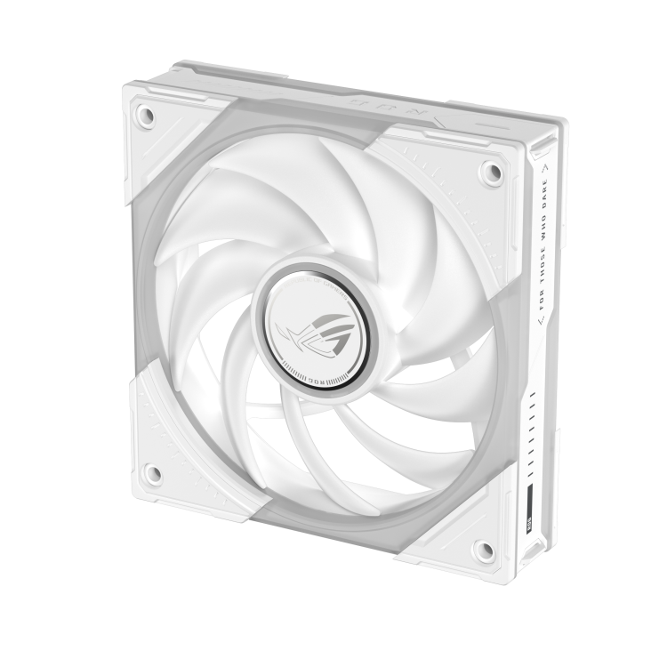 ROG Eurux GR120 ARGB Fan White top down view showing the LCP fan blade