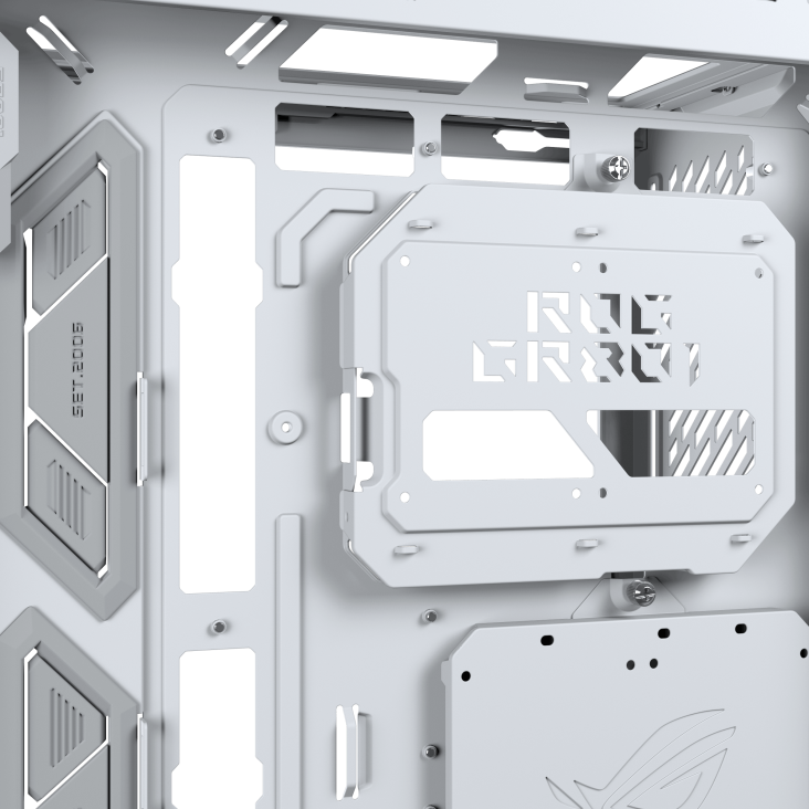 Side view of ROG Cronox Dual TG White cable management space