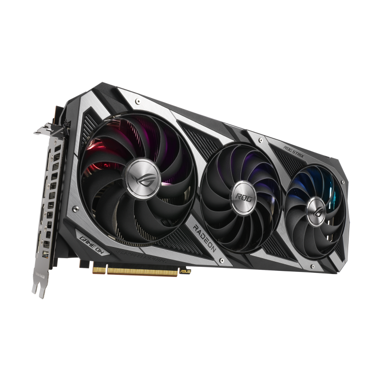 ROG-STRIX-RX6700XT-O12G-GAMING graphics card, hero shot from the front side