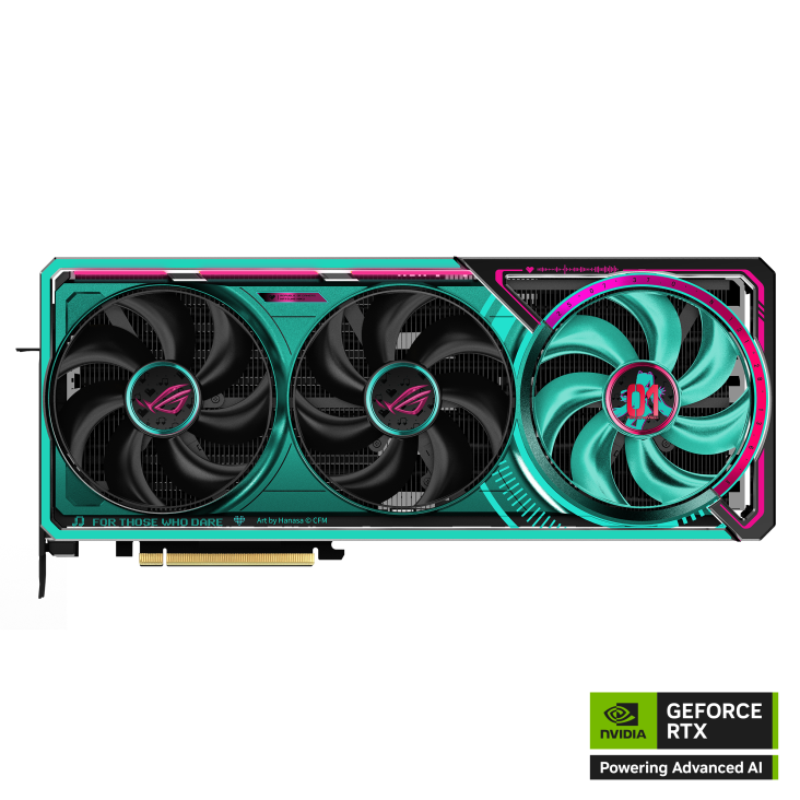 ROG-ASTRAL-RTX5080-O16G-HATSUNE-MIKU-EDITION front angle with NV logo
