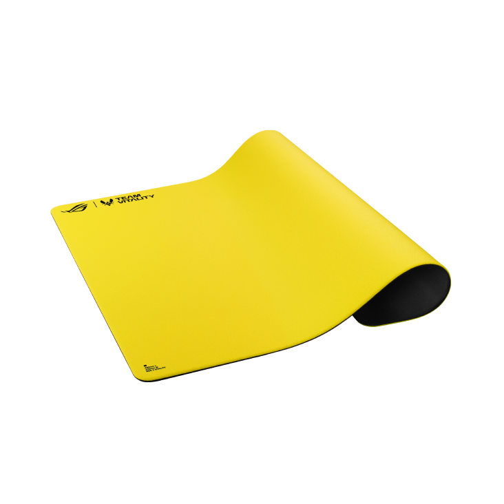 The ROG Hone Control Ace L Vitality Edition Mousepad rolled up on one side