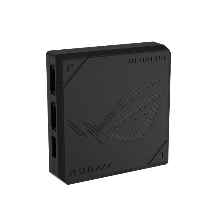 ROG GR120 ARGB PWM Fan hub black hero angle
