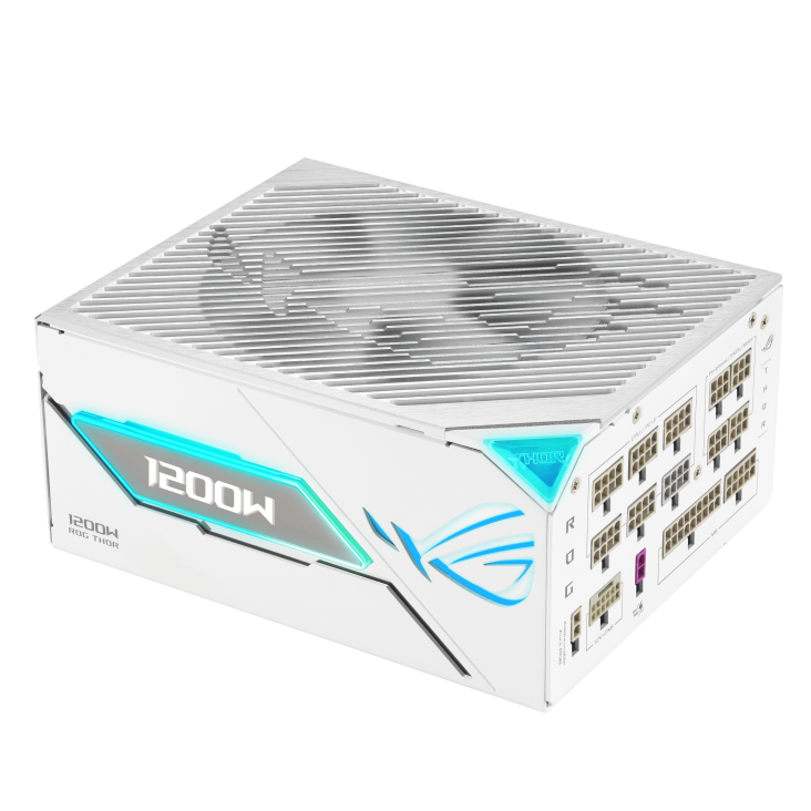 ROG Thor 1200W Platinum III White Edition with ROG Equalizer top-down angle