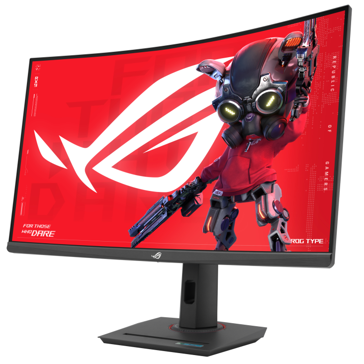 ROG Strix XG32WCMS front view, to the left