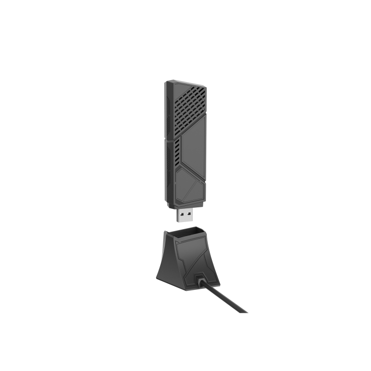 ROG USB-BE90 back view, titled 45 degrees