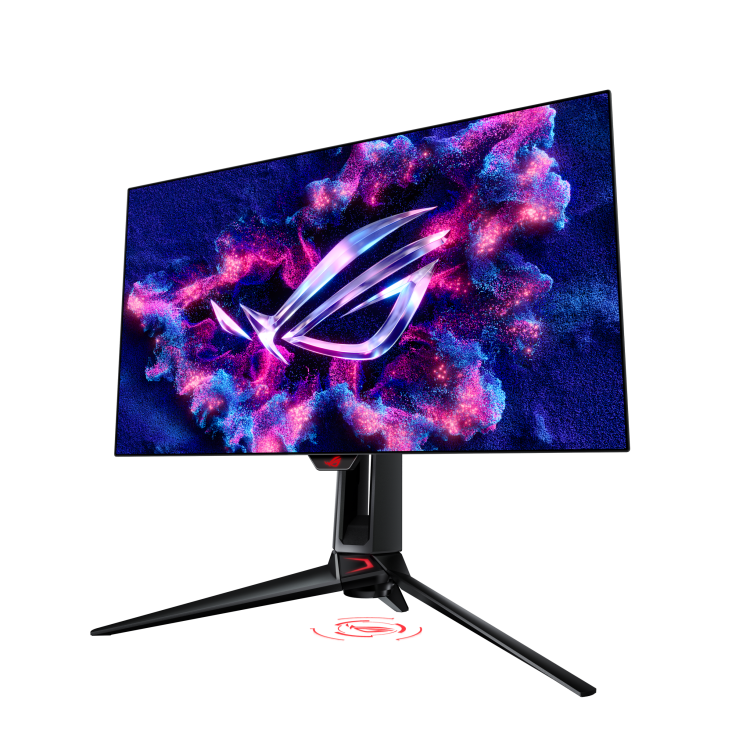 ROG Swift OLED PG27AQDP front view, to the left