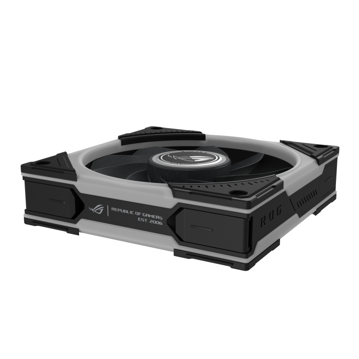 ROG Eurux GR120 ARGB Fan reverse blade Black side angle view