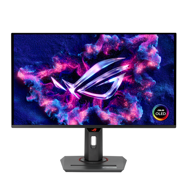 ROG Strix OLED XG27ACDNG front view with OLED logo