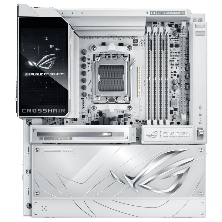 ROG Crosshair X870E Glacial front view