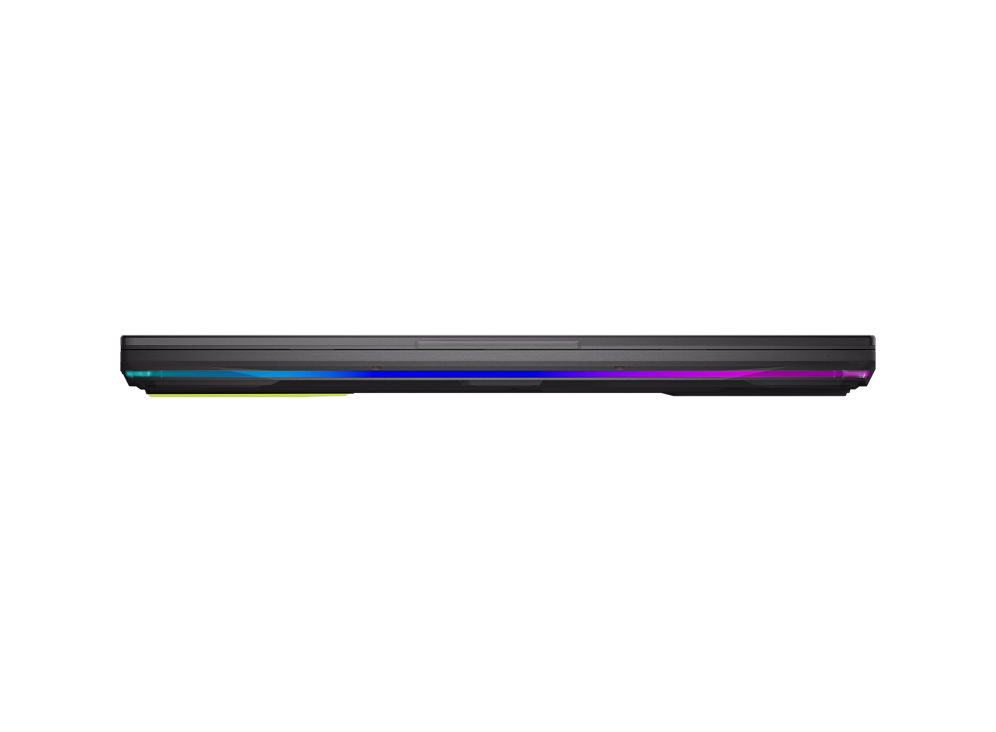 View of the front side of the Strix G17 with RGB lightbar visible