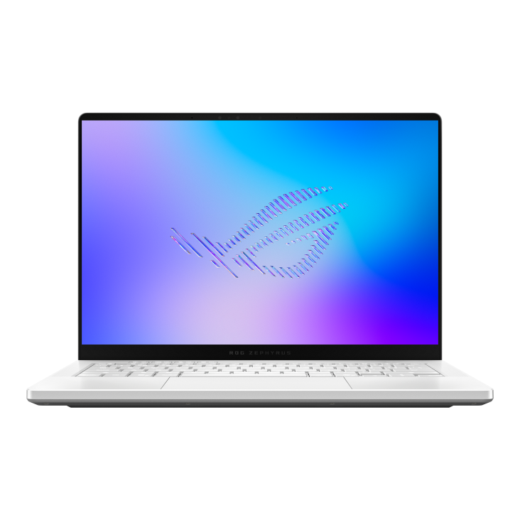 06_2026 Zephyrus G14 Front view of the Zephyrus G14, with the ROG Fearless Eye logo on screen