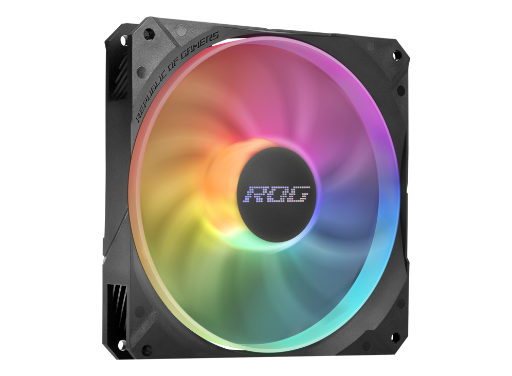 ROG RYUJIN II 360 ARGB ROG fan front view, 45 degrees