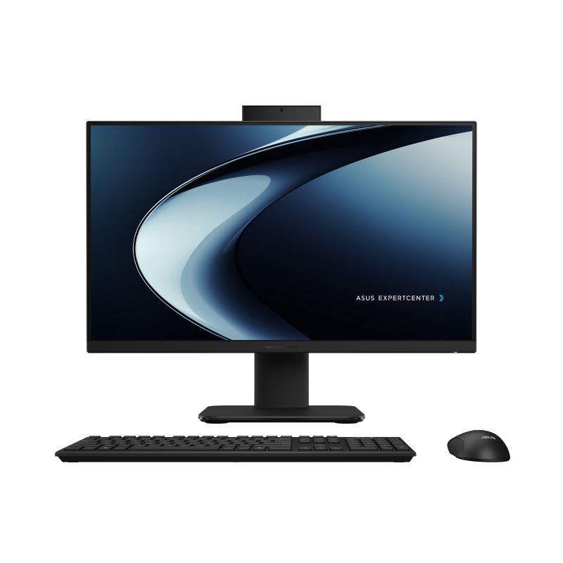 An ASUS ExpertCenter P400 AiO (P440VA) in black paired with a keyboard and mouse.